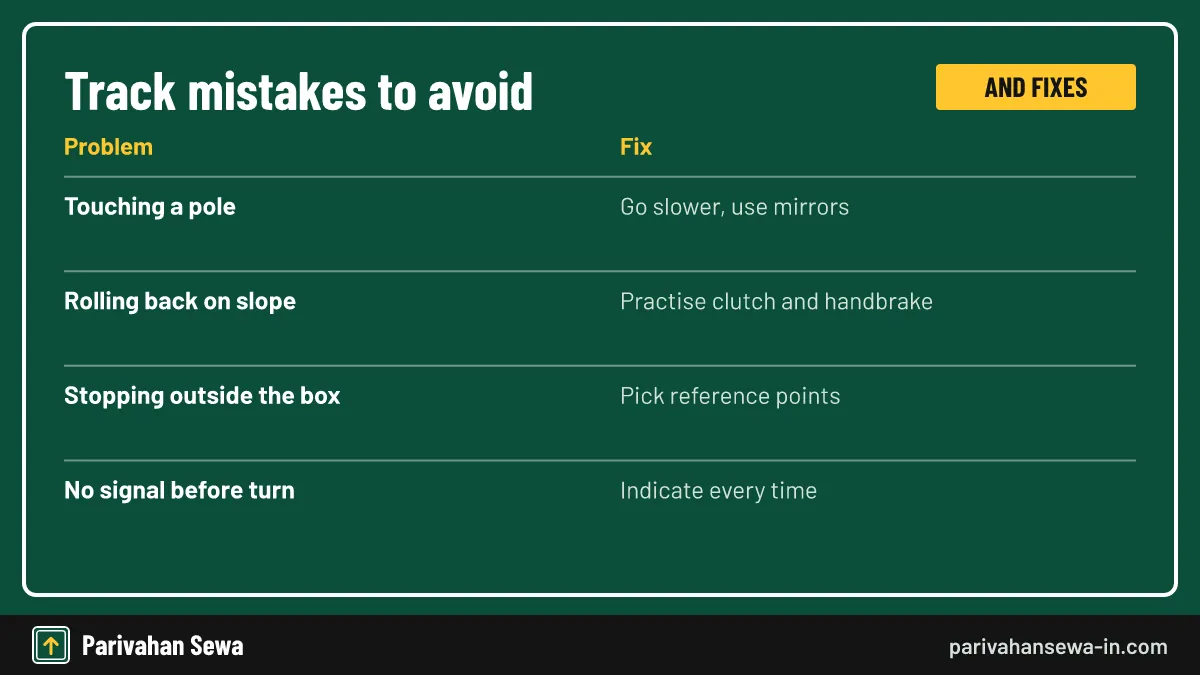 Common mistakes on a DL test track and simple fixes for each one